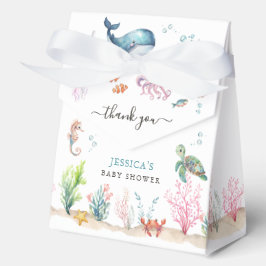 海の下の水色の動物の海ベビーシャワー フェイバーボックス