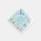 海の下の水色の動物の海赤ちゃんシャワー スタンダードカクテルナプキン (角)