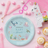 海の下の水色の動物の海赤ちゃんシャワー ペーパープレート (パーティー)