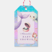 海の下の水色の小さな真珠の赤ちゃんシャワー ギフトタグ (正面)