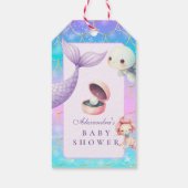海の下の水色の小さな真珠の赤ちゃんシャワー ギフトタグ (裏面)
