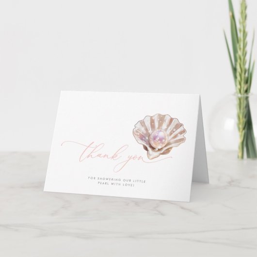 海の下の水色の小さな真珠の赤ちゃんシャワー サンキューカード (正面)