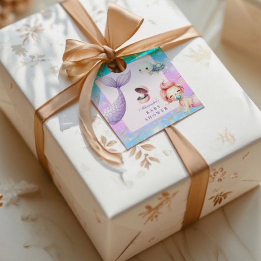 海の下の水色の小さな真珠の赤ちゃんシャワー スクエアシール