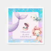 海の下の水色の小さな真珠の赤ちゃんシャワー スタンダードカクテルナプキン (正面)