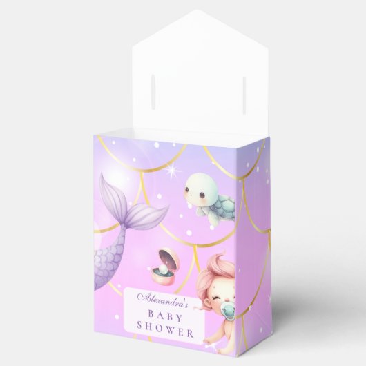 海の下の水色の小さな真珠の赤ちゃんシャワー フェイバーボックス (オープン)