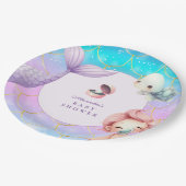 海の下の水色の小さな真珠の赤ちゃんシャワー ペーパープレート (アングル)