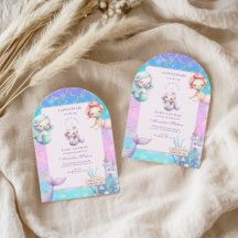 海の下の水色の小さな真珠の赤ちゃんシャワー