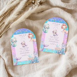 海の下の水色の小さな真珠の赤ちゃんシャワー 招待状