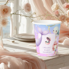 海の下の水色の小さな真珠の赤ちゃんシャワー 紙コップ