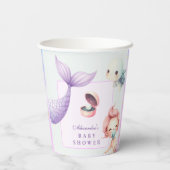 海の下の水色の小さな真珠の赤ちゃんシャワー 紙コップ (裏面)