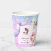 海の下の水色の小さな真珠の赤ちゃんシャワー 紙コップ (正面)