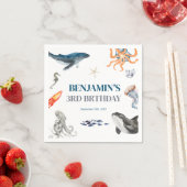 海の下の水色の誕生日パーティー スタンダードカクテルナプキン (インサイチュ)