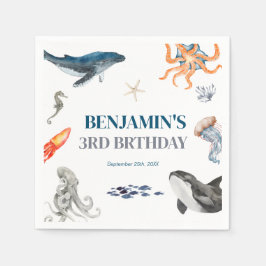 海の下の水色の誕生日パーティー スタンダードカクテルナプキン