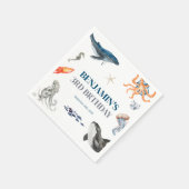 海の下の水色の誕生日パーティー スタンダードカクテルナプキン (角)