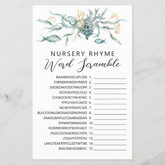 海の下の水色クラゲ子供部屋韻 チラシ (正面)