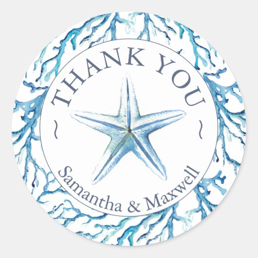 海の下の水色 ラウンドシール (正面)