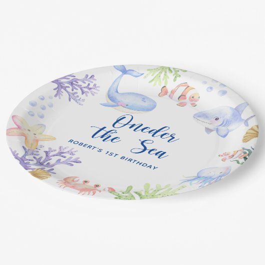 海の下の海の最初の誕生日 ペーパープレート (アングル)