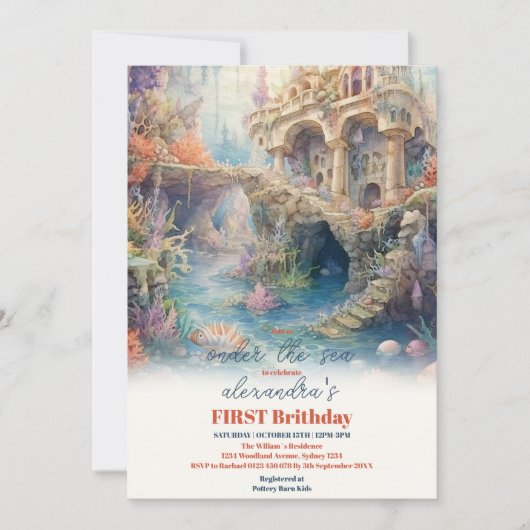 海の下の海の最初の誕生日 招待状 (正面)