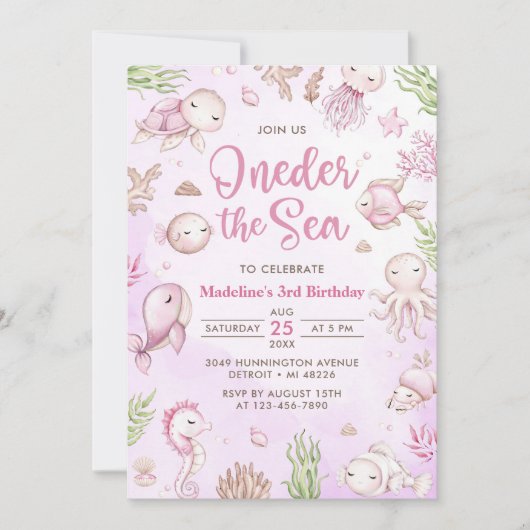 海の下の海の最初の誕生日 招待状 (正面)