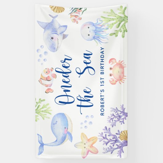 海の下の海の最初の誕生日 横断幕 (縦)