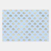 海の下の海の青と金属の金ゴールドシェル ラッピングペーパーシート (正面2)