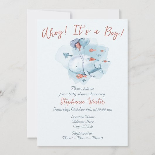 海の下の海アホイそれは男の子のシャワーだ 招待状 (正面)