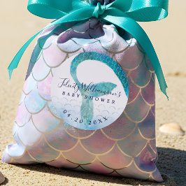 海の下の海水色マーメイドベビーシャワー ラウンドシール
