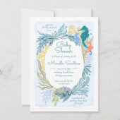 海の下の海波シーホース双生児ボーイガール 招待状 (正面)