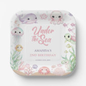 海の下の海洋動物の誕生日 ペーパープレート (正面)