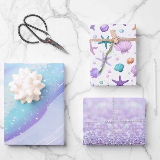 海の下の海砂シェルID1143 ラッピングペーパーシート (正面)