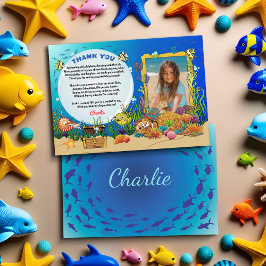 海の下の漫画の動物の子供のサンキューカード サンキューカード