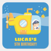 海の下の潜水艦の少年のキャプテンパーティーシール スクエアシール (正面)