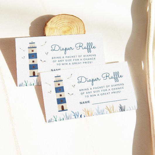 海の下の灯台の赤ちゃんシャワーおむつ エンクロージャーカード