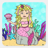 海の下の熱帯の人魚 スクエアシール (正面)