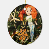 海の下の熱帯マーメイドのクリスマスの休日 セラミックオーナメント (左)