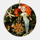 海の下の熱帯マーメイドのクリスマスの休日 セラミックオーナメント (裏面)