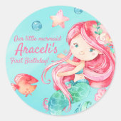 海の下の甘い水の色マーメイドガーリー ラウンドシール (正面)