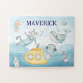 海の下の男のパーソナライズされた子のための海ギフト ジグソーパズル (横)