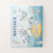 海の下の男のパーソナライズされた子のための海ギフト ジグソーパズル (縦)