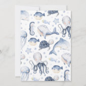 海の下の男の子のベビーシャワー 招待状 (裏面)