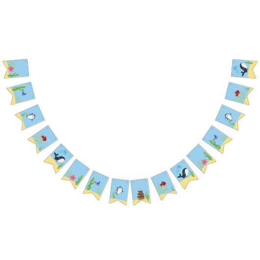 海の下の男の子の最初の誕生日パーティー バンティングフラッグ (全)