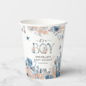 海の下の男の子の水の色のベビーシャワー 紙コップ (裏面)