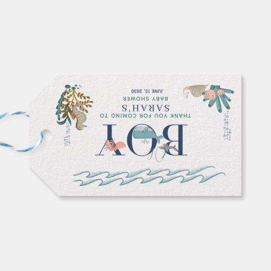海の下の男の子の赤ちゃんシャワーありがとう ギフトタグ (裏面横)