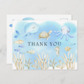 海の下の男の子の赤ちゃんシャワーありがとう ポストカード (正面/裏面)