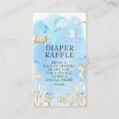 海の下の男の子の赤ちゃんシャワーおむつラッフル エンクロージャーカード (正面)