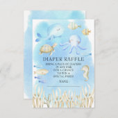 海の下の男の子の赤ちゃんシャワーおむつラッフル 招待状 (正面/裏面)