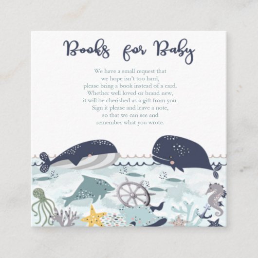 海の下の男の子の赤ん坊シャワーベビー エンクロージャーカード (正面)