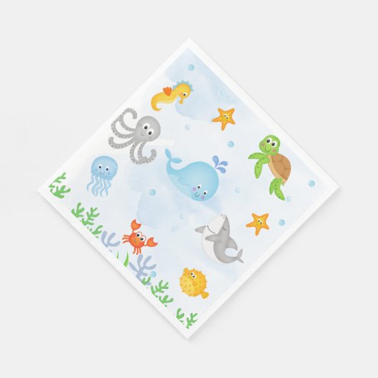 海の下の男の子海の上のワンダーザ海の最初の誕生日 スタンダードランチョンナプキン (角)