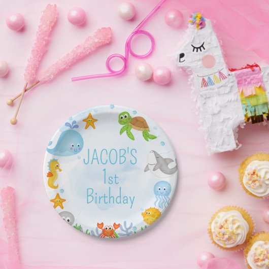 海の下の男の子海の上のワンダーザ海の最初の誕生日 ペーパープレート (パーティー)