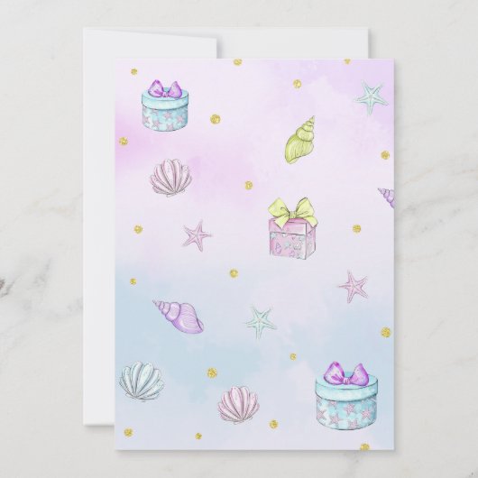 海の下の私たちの人魚の誕生日パーティー 招待状 (裏面)
